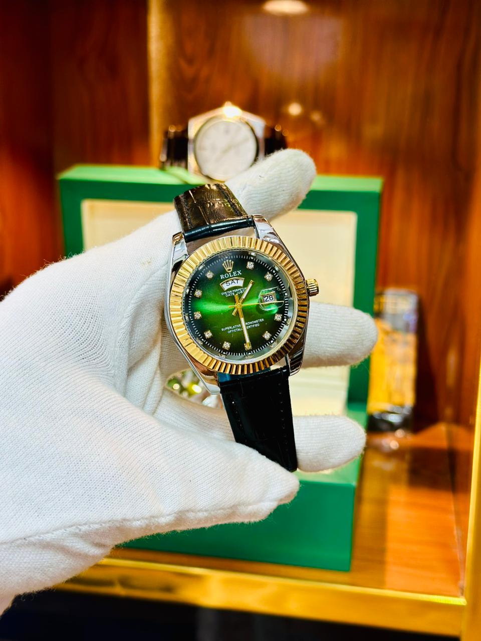 ROLEX LEATHER STRIPS WATCH