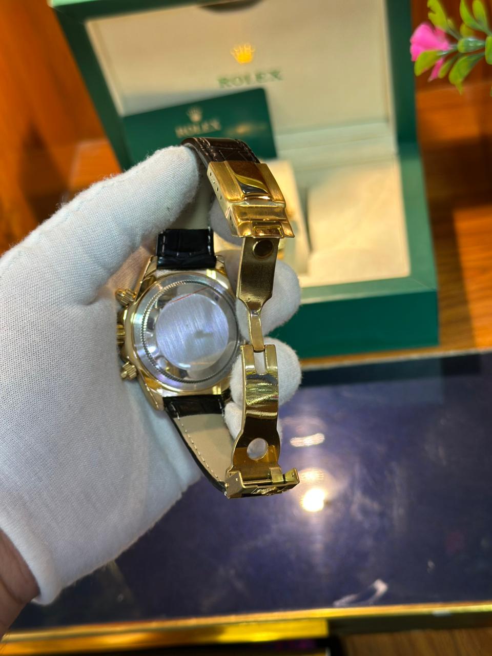 ROLEX LEATHER STRIP WATCH